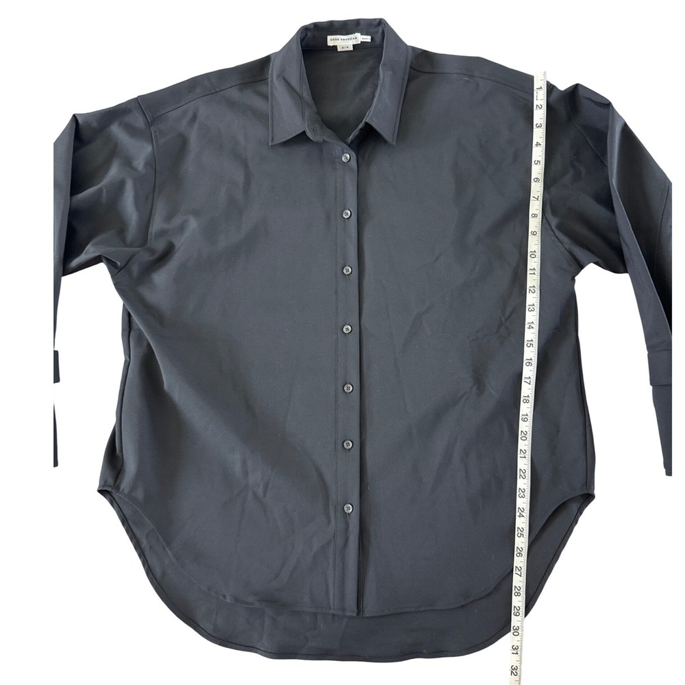 Good American TABBED POPLIN SHIRT GWT0108 BLACK001 Size 3/4 L/XL $125 - Picture 6 of 12